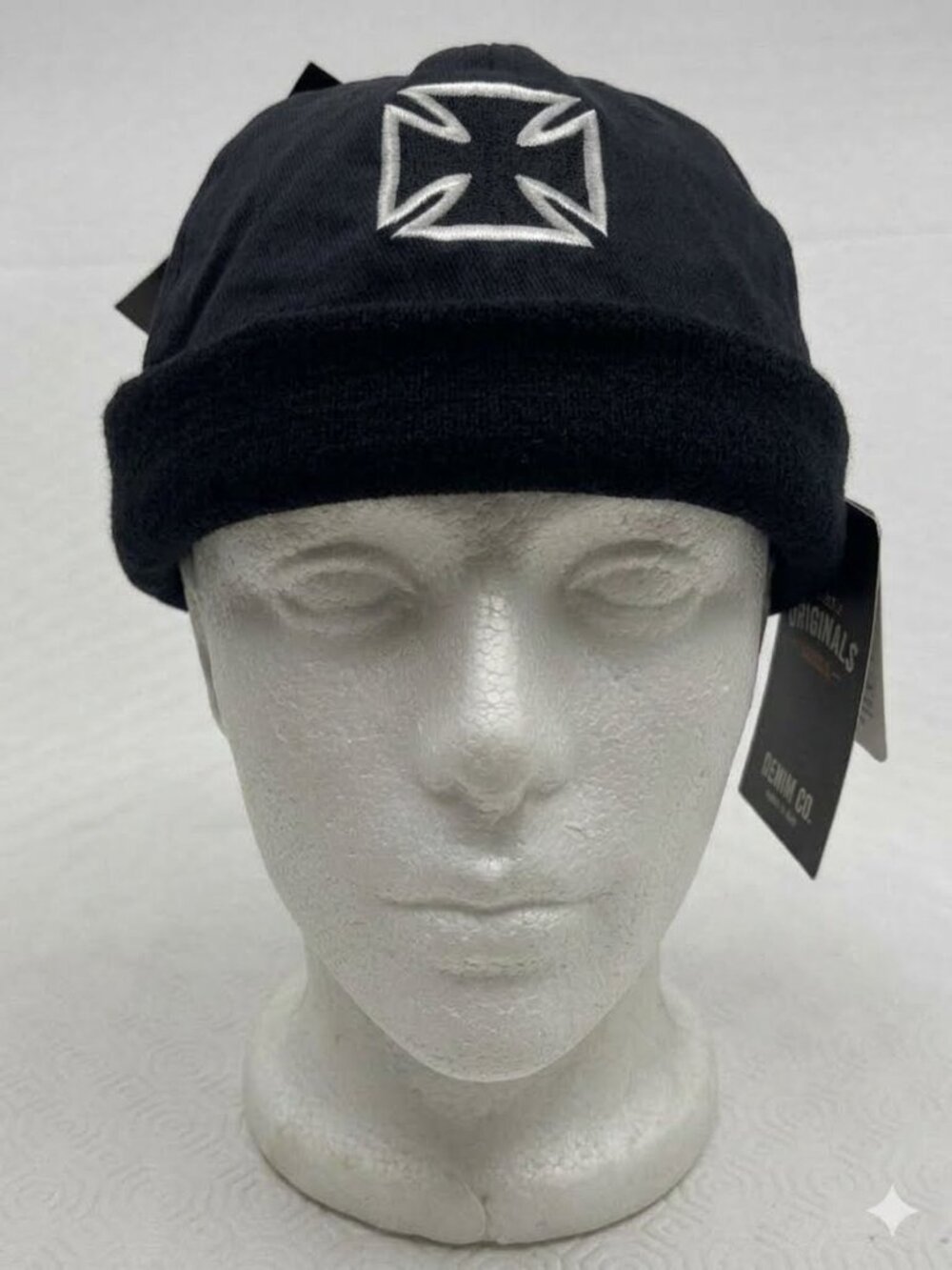 CSI Biker Hat Cotton Motorcycle Bennie Bullet Cap Embroidered Cross NWT One Size